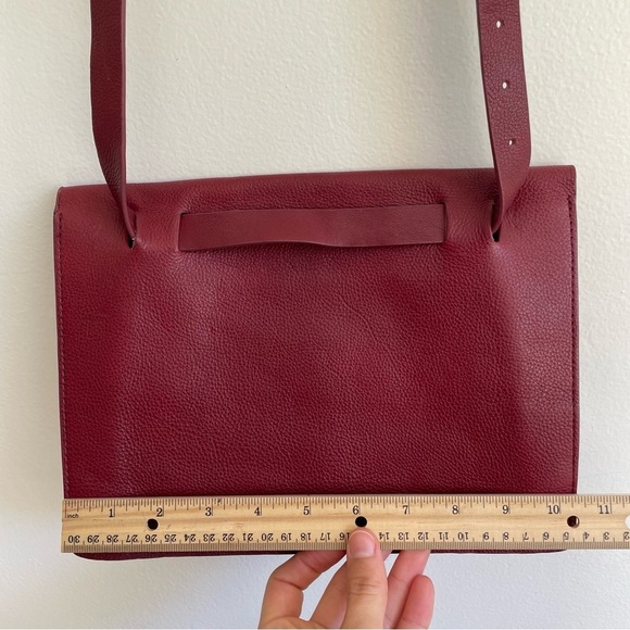 By Malene Birger Crossbody Bag purse red leather envelope medium solid designer - Picture 11 of 15